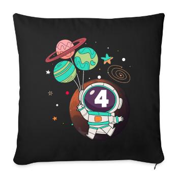 Kids 4th Birthday Astronaut 4 Year Old Birthday - Sofa pillowcase 17,3'' x 17,3'' (45 x 45 cm) - black - Front
