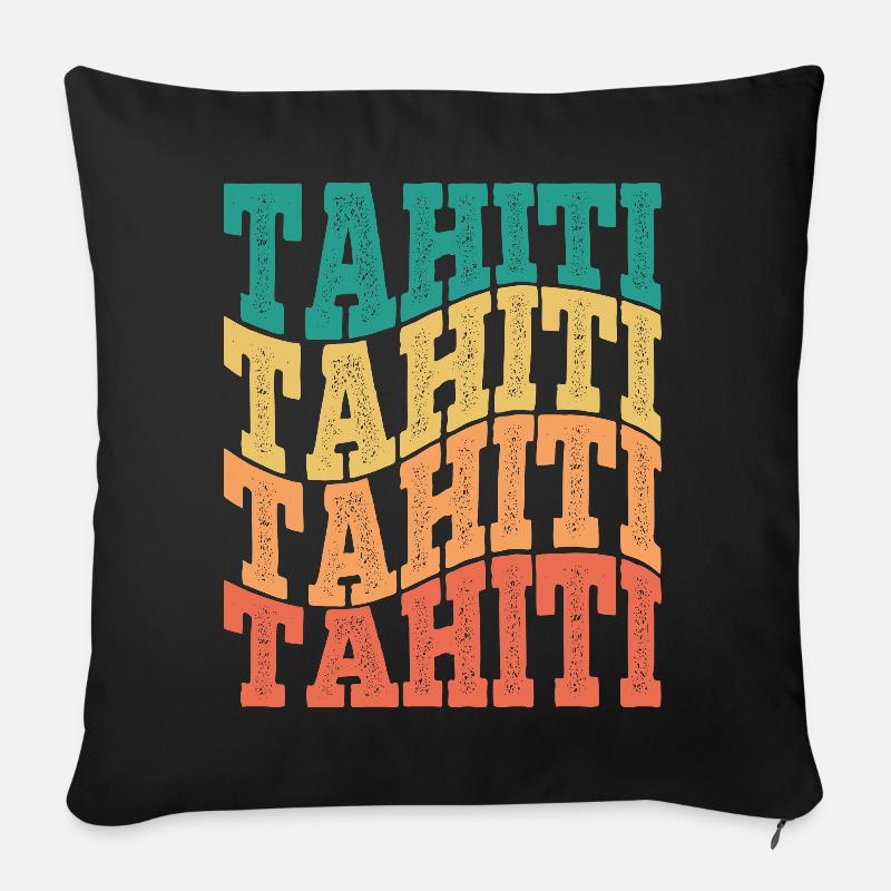 Belle idee cadeau design souvenir de l'ile Tahiti - Housse de coussin décorative 45 x 45 cm - noir
