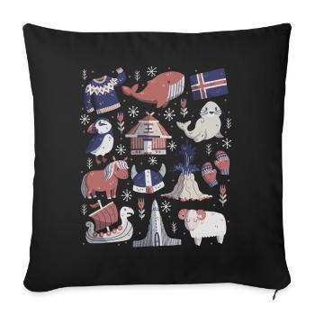 Islande - Housse de coussin décorative 45 x 45 cm - noir - Devant