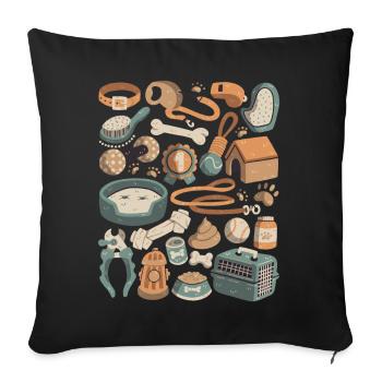 Dog Grooming Doodles Dog Pet Leash Food - Sofa pillowcase 17,3'' x 17,3'' (45 x 45 cm) - black - Front