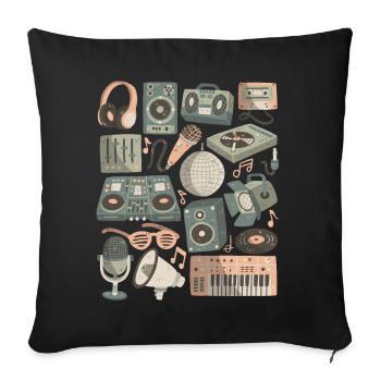 DJ Doodles Club Party Disco Nightlife Clubbing - Sofa pillowcase 17,3'' x 17,3'' (45 x 45 cm) - black - Front