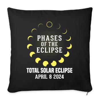 Lustige Finsternis, Astronomie, Sonnensystem, 8. April 2024 - Sofakissenbezug 45 x 45 cm - Schwarz - Vorne