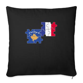 Kosovo France Drapeau Kosovars français - Housse de coussin décorative 45 x 45 cm - noir - Devant