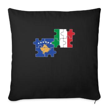 Kosovo Italie Drapeau Kosovar italien - Housse de coussin décorative 45 x 45 cm - noir - Devant