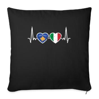Kosovo Italien Vintage Herzschlag Flagge Kosovare - Sofakissenbezug 45 x 45 cm - Schwarz - Vorne