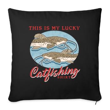 Pêcheur Poisson-Chat Pêche Pêche Poisson Cadeau - Housse de coussin décorative 45 x 45 cm - noir - Devant