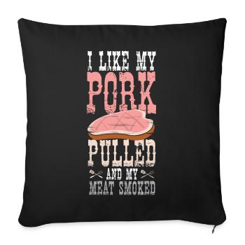 Barbecue J’aime mon porc effiloché fumé - Housse de coussin décorative 45 x 45 cm - noir - Devant