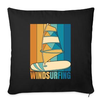 Retro Water Sports Surfers Surfers Windsurfing - Sofa pillowcase 17,3'' x 17,3'' (45 x 45 cm) - black - Front