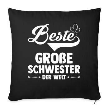 Geschwister Schwestern Schwester - Sofakissenbezug 45 x 45 cm - Schwarz - Vorne