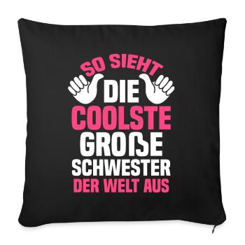 Geschwister Schwestern Schwester - Sofakissenbezug 45 x 45 cm - Schwarz - Vorne