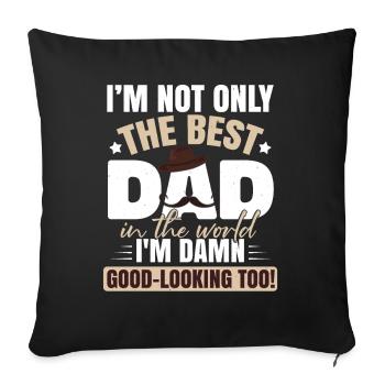 Lustiges Papa-Geschenk Vatertags-Papa-Witz - Sofakissenbezug 45 x 45 cm - Schwarz - Vorne
