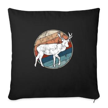 Cerf Rétro - Housse de coussin décorative 45 x 45 cm - noir - Devant