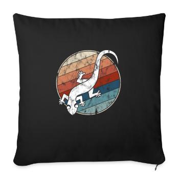 lézard rétro - Housse de coussin décorative 45 x 45 cm - noir - Devant