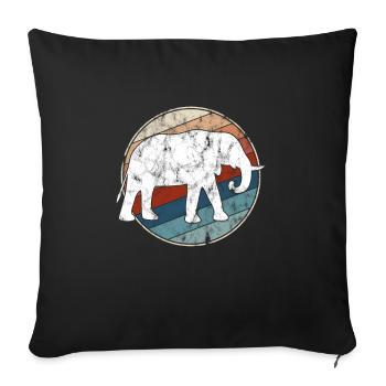 Éléphant Rétro - Housse de coussin décorative 45 x 45 cm - noir - Devant