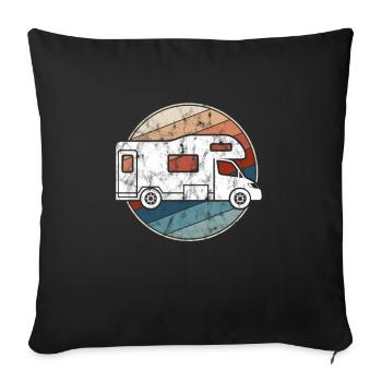Camping Retro - Sofa pillowcase 17,3'' x 17,3'' (45 x 45 cm) - black - Front