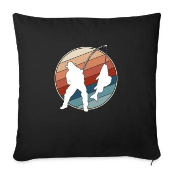 Fishing Retro - Sofa pillowcase 17,3'' x 17,3'' (45 x 45 cm) - black - Front