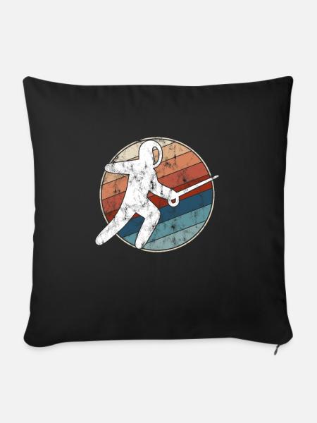 Fechten Retro - Sofakissenbezug 45 x 45 cm - Schwarz