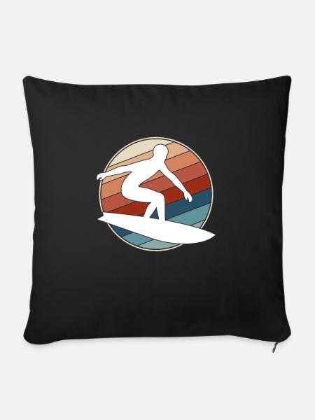 Surfen Retro - Sofakissenbezug 45 x 45 cm - Schwarz
