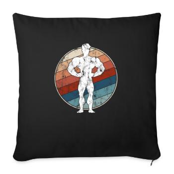 Musculation Rétro - Housse de coussin décorative 45 x 45 cm - noir - Devant