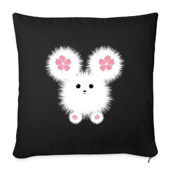 WHITE POMERANIAN DOG - Sofakissenbezug 45 x 45 cm - Schwarz - Vorne