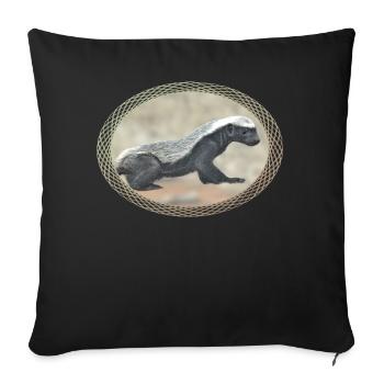 Blaireau à miel - Ratel - Arder - Faune en Afrique - Housse de coussin décorative 45 x 45 cm - noir - Devant