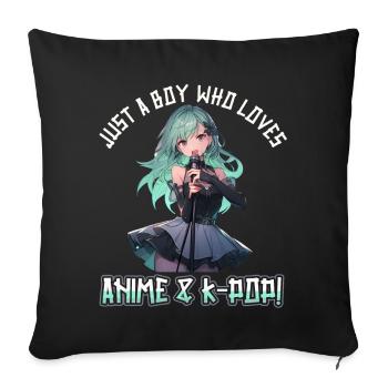 Juste un garçon qui aime l’anime et la K-Pop - Housse de coussin décorative 45 x 45 cm - noir - Devant