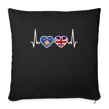Kosovo UK heartbeat flag British Kosovar - Sofa pillowcase 17,3'' x 17,3'' (45 x 45 cm) - black - Front