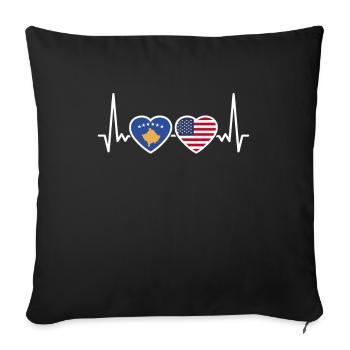 Kosovo USA Heartbeat Flag Kosovar américain - Housse de coussin décorative 45 x 45 cm - noir - Devant