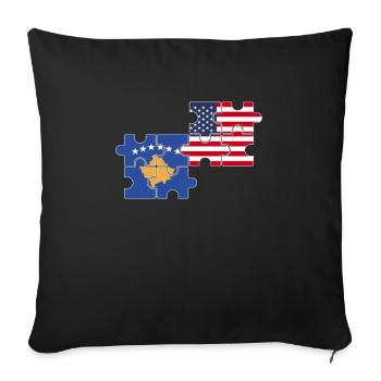 Kosovo USA Flag Kosovar américain - Housse de coussin décorative 45 x 45 cm - noir - Devant