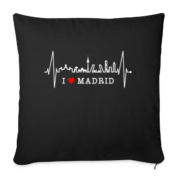Madrid Skyline Heartbeat Espagne Silhouette Pulse - Housse de coussin décorative 45 x 45 cm - noir - Devant