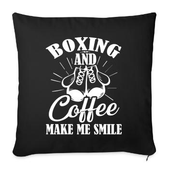 Boxing Boxing And Coffee Make Me Smile - Sofa pillowcase 17,3'' x 17,3'' (45 x 45 cm) - black - Front