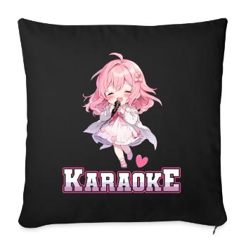 Filles Manga Anime Karaoké - Housse de coussin décorative 45 x 45 cm - noir - Devant
