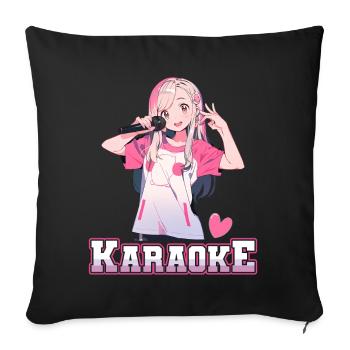 Filles Manga Anime Karaoké - Housse de coussin décorative 45 x 45 cm - noir - Devant