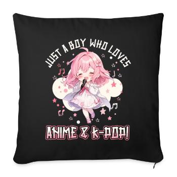 Juste un garçon qui aime l’anime et la K-Pop - Housse de coussin décorative 45 x 45 cm - noir - Devant