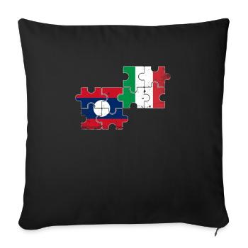 Laos Italy Vintage Flag Italian Laotian - Sofa pillowcase 17,3'' x 17,3'' (45 x 45 cm) - black - Front