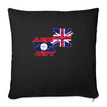 Laos Royaume-Uni Vintage Flag Laotien britannique - Housse de coussin décorative 45 x 45 cm - noir - Devant