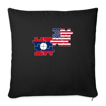 Laos USA Flag Laotien américain - Housse de coussin décorative 45 x 45 cm - noir - Devant