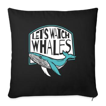 Regardons les baleines béluga bleu Cétacé Baleine - Housse de coussin décorative 45 x 45 cm - noir - Devant