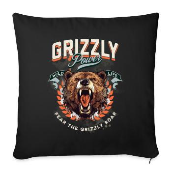Bear Grizzly Roars Bear's Head Nature Wilderness Forest - Sofa pillowcase 17,3'' x 17,3'' (45 x 45 cm) - black - Front