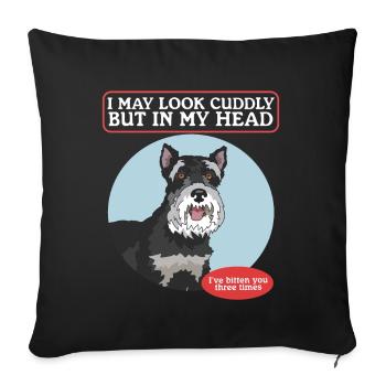 Schnauzer miniature propriétaire Schnauzer chien cadeau - Housse de coussin décorative 45 x 45 cm - noir - Devant