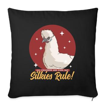 Silk Chickens Silk Chicken Silkie Chickens Gift - Sofa pillowcase 17,3'' x 17,3'' (45 x 45 cm) - black - Front