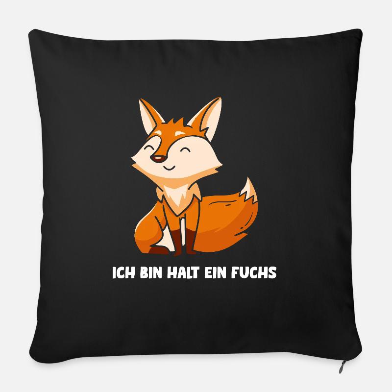Ich bin halt ein Fuchs Schlauer Fuchs - Sofakissenbezug 45 x 45 cm - Schwarz