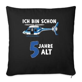 Hélicoptère de police 5e anniversaire - Housse de coussin décorative 45 x 45 cm - noir - Devant