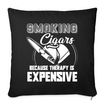 Cigar Smoking Cigar Smoking Cheaper Than Therapy - Sofa pillowcase 17,3'' x 17,3'' (45 x 45 cm) - black - Front