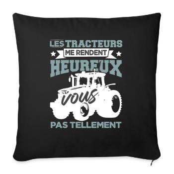 Tracteur Homme Humour - Housse de coussin décorative 45 x 45 cm - noir - Devant