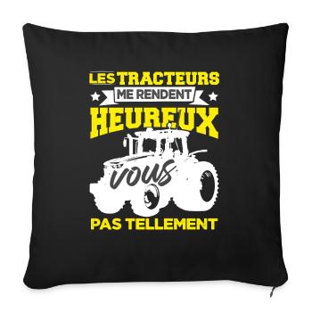 Paysan Tracteur Cadeau - Housse de coussin décorative 45 x 45 cm - noir - Devant