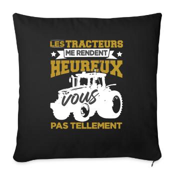 Les Tracteurs Me Rendent Heureux - Housse de coussin décorative 45 x 45 cm - noir - Devant