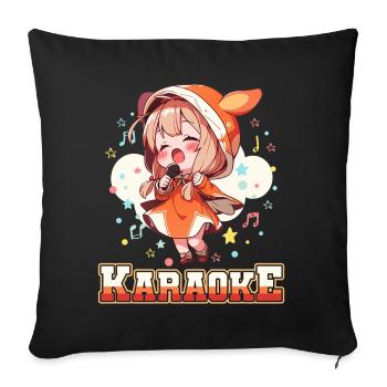 Filles Manga Anime Karaoké - Housse de coussin décorative 45 x 45 cm - noir - Devant