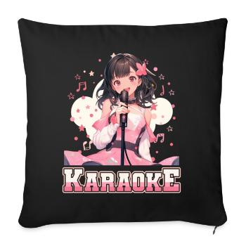 Filles Manga Anime Karaoké - Housse de coussin décorative 45 x 45 cm - noir - Devant