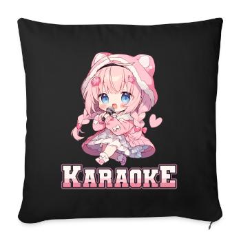 Filles Manga Anime Karaoké - Housse de coussin décorative 45 x 45 cm - noir - Devant